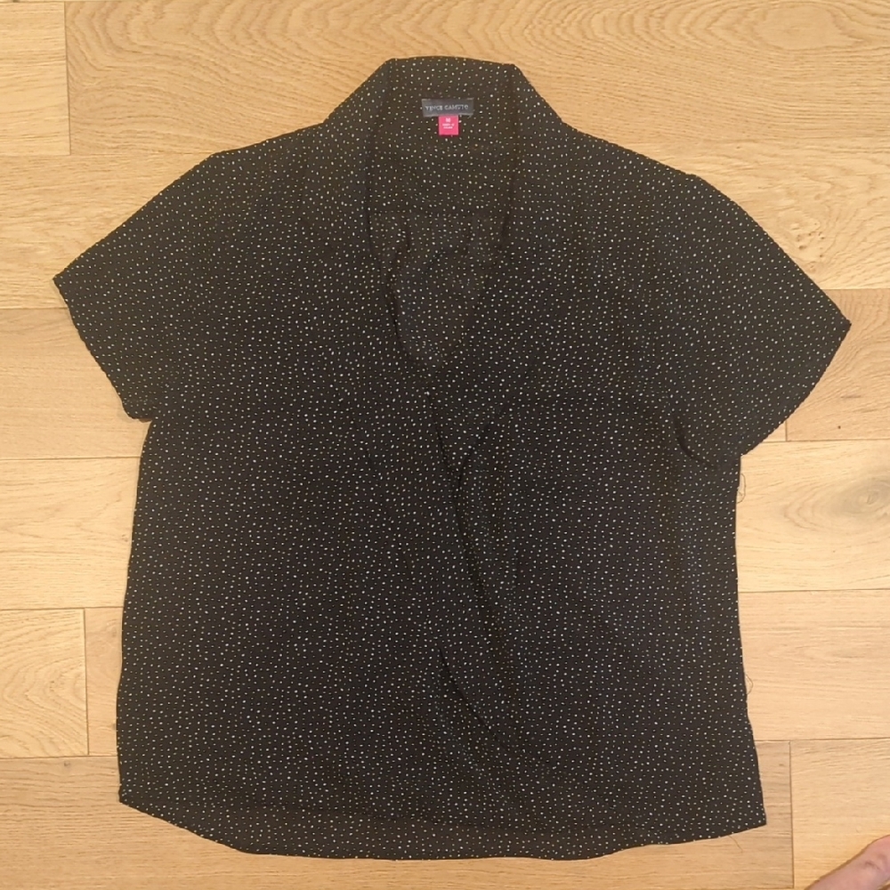Vince Camuto Black and White Dotted Blouse